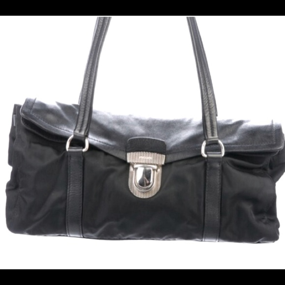 Authenticated PRADA Vitello & Tessuto Easy Bag